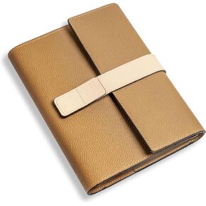 Wanderings Refillable A5 Leather Planner- Premium 6 Ring Binder Cover - Filofax Compatible, Full Grain Leather Organizer- with 52 Week Undated Planner, 7x9" (Pebbled- Deep Artichoke)