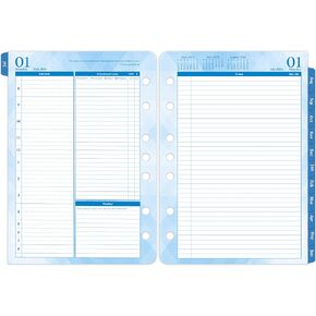 2024-2025 Planner Refills – Jul 2024 - Jun 2025, Two Pages Per Day Daily ＆ Monthly Planner, 5.5" x 8.4" Ring-Bound Organizer, Tabs, Quotes, Prioritized Task, Daily Tracker/Notes, Appointment Schedule