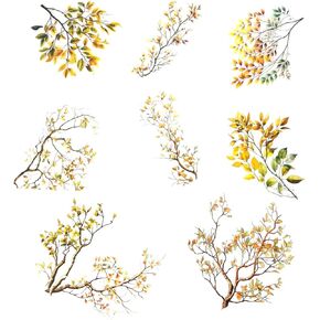 20pcs PET Transparent Tree Branch Leaves Vinyl Stickers Decals Bulk Clear for Wall Crafts Envelopes Scrapbooking Cards Water Bottles Journaling Vehicles Windows Truck Decorations for Adults (Green)