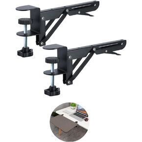 Desk Extender Clamp for DIY Custom Wooden Desk Extender Board (Board not Included), No-Punch Computer Keyboard Tray Clamp for Home or Office (Black)