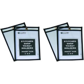 C-Line Stitched Shop Ticket Holders, Both Sides Clear, 5 x 8 Inches, 25 per Box (46058)
