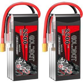 GOLDBAT 3S 11.1V Lipo Battery 2200mAh 80C XT60 Connector 3S Short Pack Battery for RC Car Vehicles RC Boat Drone Airplane Quadcopter Helicopter FPV (2 Pack)