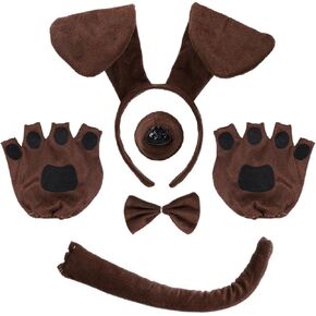 Puppy Dog Animal Costume Set Dachshund Dog Ears Headband Bowtie Tail Nose Paws for Halloween Carnival Cosplay Party