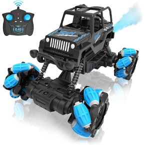 RC Sideways Stunt Car ، 2.4 GHz التحكم عن بعد للتحكم في سيارة الانجراف ، تضم 360 درجة دوران ، ودورات ، ورذاذ ، جميع التضاريس 4WD RC STUNT CARS TOYS لمدة 6-12 سنوات هدايا الفتيات الفتيات لعيد الميلاد العام الجديد
