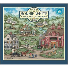 Legacy Bonnie White Folk Art 13 x 12 Paper 2025 Hanging Wall Calendar