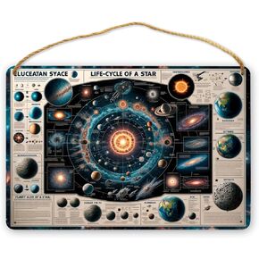 Stellar Evolution Infographic Educational Space Poster Star Life-Cycle & Astronomy wood signs knowledge poster Wall hanging Art decor for Home & Classroom Decor wood Signs for Science Lovers Students