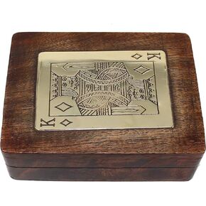 IBLAY Wooden Playing Card Holder Case (Brown) - Fits 1 Deck of Cards (4.2 x 3 x 1.5) - No Cards Included