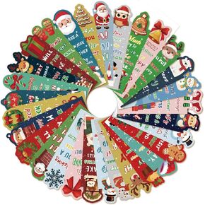 30Pcs Cute Paper Bookmark Cartoon Christmas Bookmarks for Pagination Organize Folder Paper Bookmarks for Student Women Gilrs Boys (Christmas)