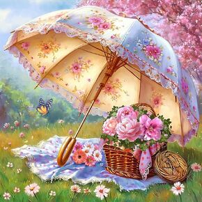 Acudotr Diamond Painting Kits for Adults, 5D DIY Diamond Art Kits for Beginners, Full Drill Diamond Painting Kits for Home Wall Decor, Umbrella, 12x12 Inch