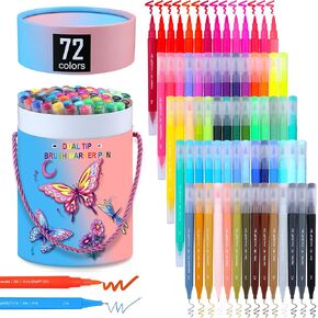 Kalour 36 Colors Art Markers Pens,Dual Tip (Brush and Fine Point),Color Number and Color Name,Art Marker for Coloring Lettering Calligraphy Drawing Journaling,Coloring Art Gift for Adult Beginner Kids