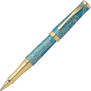 Cross Sauvage Year of The Monkey Tibetan Teal with 23KT Gold Inlays Theme and Appointments with Gel Ink Rollerball Pen (AT0315-22)