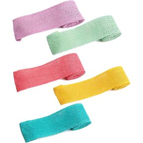5 Rolls Nature Burlap Ribbon for Easter, Spring Easter Jute Fabric Craft Ribbon for Wreath, Bows, Gift Wrapping, 2M x 2.5"