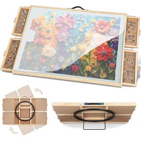 Tilting & Rotating Puzzle Board for 1500 Pieces,35" × 26",Portable Jigsaw Puzzle Table for Adults with 4 Drawers & Protective Cover,Ideal Gift for Mum