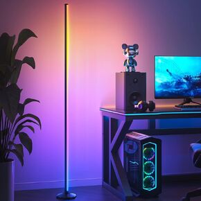 bedee LED Corner Floor Lamp: 65" RGB Color Changing Floor Lamp with Music Sync, Modern Standing Mood Light with Remote & App Control, Creative DIY Mode & Timing for Living Room Gaming Room Bedroom