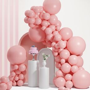 Nude Pink Balloons Different Sizes, Double Stuffed Pink Balloon Arch, Light Pink Balloons Garland,18/12/10/5 Inch Pink Balloons for Boho Party, Baby Shower, Birthday, Weddings(Nude Pink)