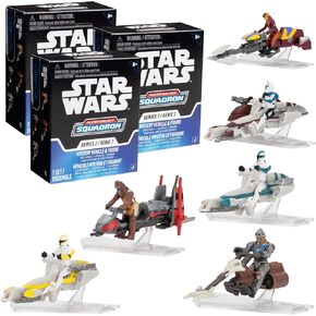 Star Wars Micro Galaxy Squadron Scout Class Blind Box, 6-Pack - Series 7 - Receive 6 of 8 Assorted Collectible 2.5" Vehicles & 1" Figure - Easter Basket Stuffer Gift for Kids, Teens, Adults - 8+