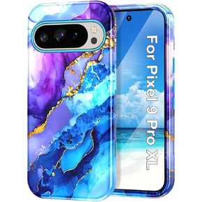 Btscase for Google Pixel 9 Pro XL Case 2024 [Military Grade Shockproof] Stylish Marble Pattern Slim Protective 3 Layers Hard PC+Soft Silicone Rugged Women Men Anti-Scratch Cover, Rose Gold