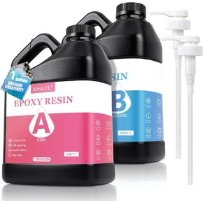 KISREL Epoxy Resin 2Gallon - Crystal Clear Epoxy Resin Kit - No Yellowing No Bubble Art Resin Casting Resin for Art Crafts, Jewelry Making, Wood & Resin Molds(1 Gallon x 2)