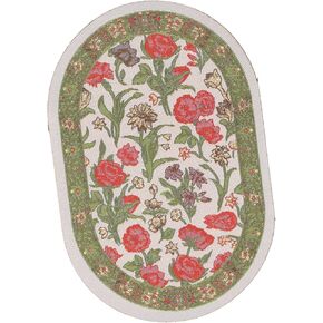 Miniature Rug, 1/12 Colorful Oval Carpet for Dollhouse (B02 Beige)