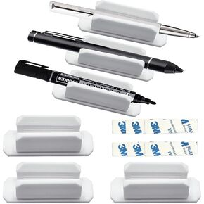 6PCS Adhesive Pen Holders for Desk,Silicone Adhesive Pen Holders for Clipboard,Office Desk Accessories of Pen Holders for Wall,Teacher Supplies for Classroom (Black)
