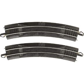 Bachmann Trains - Snap-Fit E-Z TRACK 18" RADIUS CURVED RERAILER (2/card) - STEEL ALLOY Rail With Black Roadbed - HO Scale