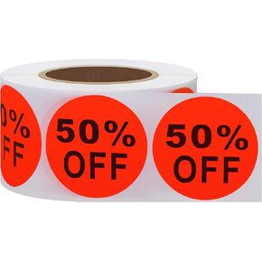 Discount Stickers Round Labels Fluorescent Paper, 500 Stickers, 1.5 inch, Off 50%, Fluorescent Red