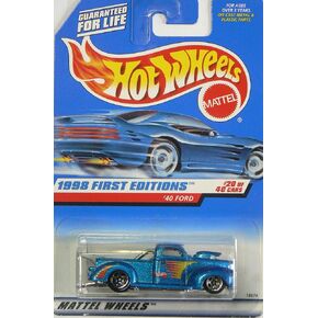 Hot Wheels - 1998 First Editions - 1940 Ford Pickup - Die Cast - #20 of 40 Cars - Blue Metallic Paint - Collector #654 - Limited Edition - Collectible 1:64 Scale