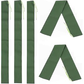 PATIKIL 4' x 6" Sand Bag for Flooding, 5 Pack Long Canvas Sandbags Thickened Water barriers for Flooding with Binding Elastic Band for Door Flood Control, Green