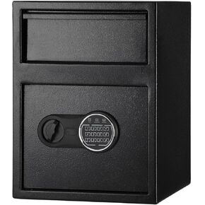 Depository Safe Digital Depository Safe Box, Electronic Steel Safe with Keypad, Locking Drop Box with Slot, Metal Lock Box with Two Emergency Keys for Your Valuables