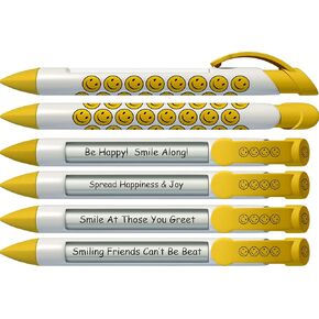Greeting Pen Friend Pen-Smiley Face Gift/Party Favor Rotating Message 6 Pen Set 36573
