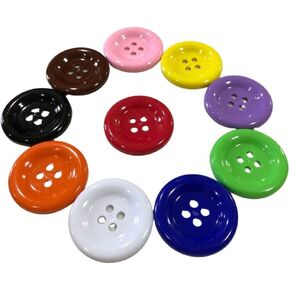 2 Inch Large Button Big Size Round 4 Hole Shapes Plastic Resin Flatback Assorted Colors for Sewing Cloth, Garment Cosplay Decoration Crafts Making, DIY Projects, Scrapbook Pack 10 Pcs