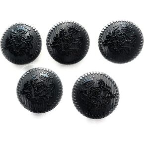 5 Black Buttons Sets 7/8'' (22mm) Embossed Crest Emblem Sport Coats and Suits Blazer Button- Uniform Buttons