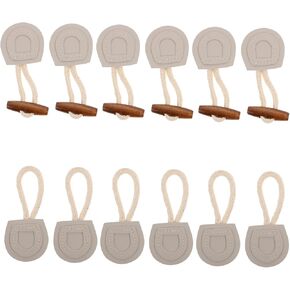 MAGICLULU 6 Pairs Vintage Leather Horn Coat Buttons Leather Sew-On Toggles Closure Button Wooden Toggle Horn Button for Clothing Coat Jacket Sweater (Light Grey)