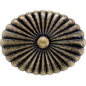 Bezelry 12 Pieces Oval Cactus Flower Metal Shank Buttons. 24mm X 19mm (Antique Silver)