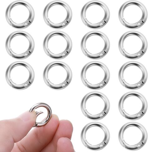 Lusofie 16 Pcs O Rings Metal Key Ring Clip Mini Circle Clips Spring Snap Clip Hooks for Gate Rings Purse Hardware in Kuwait