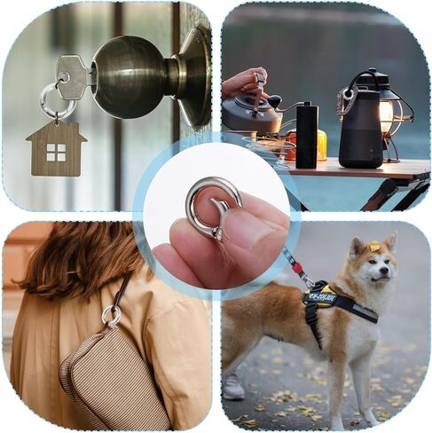 Lusofie 16 Pcs O Rings Metal Key Ring Clip Mini Circle Clips Spring Snap Clip Hooks for Gate Rings Purse Hardware in Kuwait