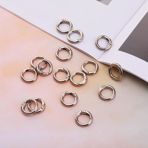 Lusofie 16 Pcs O Rings Metal Key Ring Clip Mini Circle Clips Spring Snap Clip Hooks for Gate Rings Purse Hardware in Kuwait