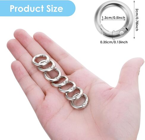 Lusofie 16 Pcs O Rings Metal Key Ring Clip Mini Circle Clips Spring Snap Clip Hooks for Gate Rings Purse Hardware in Kuwait