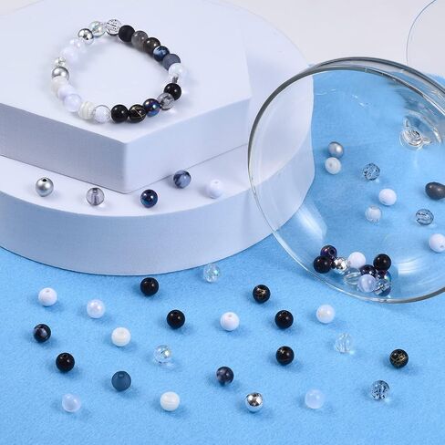 DanLingJewelry 600 pcs 24 Styles 8mm Black and White Series Acrylic Beads Resin Beads Plastic Tiny Round Bead for Necklace Bracelet Making in Saudi Arabia