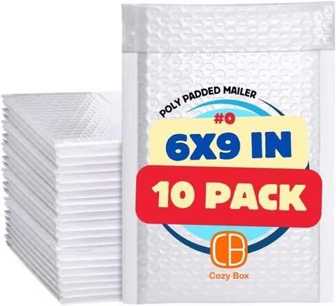 10 Pack 6x9 Inch Poly Bubble Padded Envelope Waterproof Weather Resistant Self-Seal Shipping Envelope Bubble Cushioned Poly Mailer Envelopes (Pearl White, #0-6x9 Inches - 10 Pack) in Saudi Arabia
