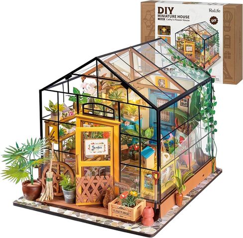 Rolife DIY Miniature Dollhouse Kit,Green House with Furniture and LED,Wooden Dollhouse Kit,Best Birthday and Valentine's Day Gift for Women and Girls in Saudi Arabia