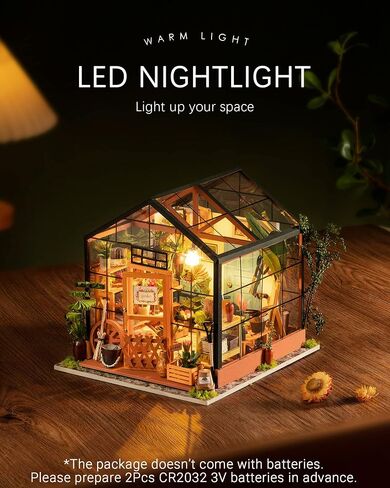 Rolife DIY Miniature Dollhouse Kit,Green House with Furniture and LED,Wooden Dollhouse Kit,Best Birthday and Valentine's Day Gift for Women and Girls in Saudi Arabia