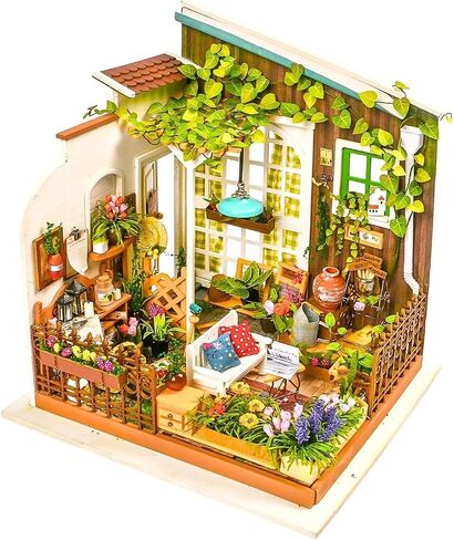 Rolife DIY Miniature Dollhouse Kit,Green House with Furniture and LED,Wooden Dollhouse Kit,Best Birthday and Valentine's Day Gift for Women and Girls in Saudi Arabia
