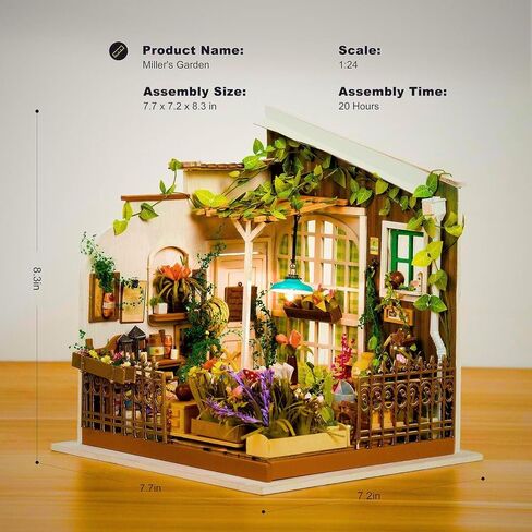 Rolife DIY Miniature Dollhouse Kit,Green House with Furniture and LED,Wooden Dollhouse Kit,Best Birthday and Valentine's Day Gift for Women and Girls in Saudi Arabia