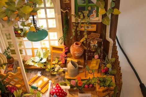 Rolife DIY Miniature Dollhouse Kit,Green House with Furniture and LED,Wooden Dollhouse Kit,Best Birthday and Valentine's Day Gift for Women and Girls in Saudi Arabia