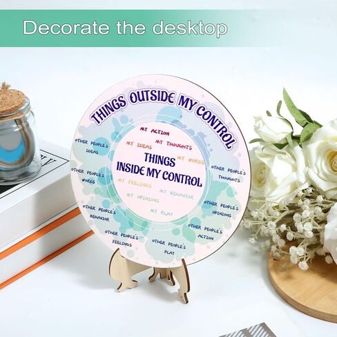 Feelings Wheel with Stand, Diameter 7.87in Emotion Wheel Premium Wooden Feelings Wheel Mood Wheel Chart for Mental Health Therapist Gifts Home Decoration Supplies(Blue) in Saudi Arabia