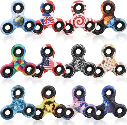 12 Pack Fidget Spinner Toy Bulk for Kids Adults, Metal Tri-Spinner Fidget Set, Hand Spinner for Stress Relief, Easter Birthday Goodie Bag Stocking Stuffers Classroom Prizes for Boy Age 3-12 in Kuwait