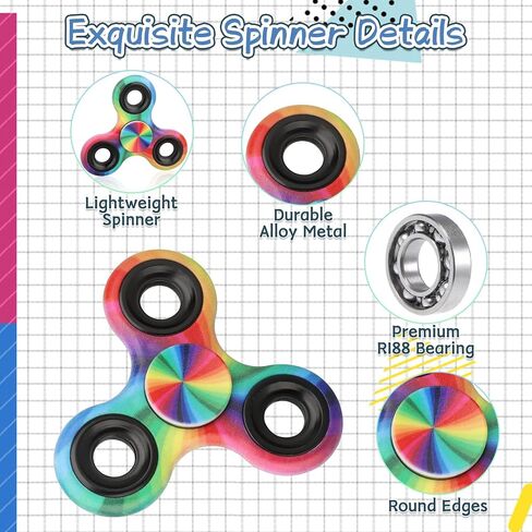 12 Pack Fidget Spinner Toy Bulk for Kids Adults, Metal Tri-Spinner Fidget Set, Hand Spinner for Stress Relief, Easter Birthday Goodie Bag Stocking Stuffers Classroom Prizes for Boy Age 3-12 in Kuwait