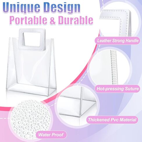 15 Pack Clear Gift Bags with Handles Transparent PVC Gift Bag Heavy Duty Gift Wrap Bags Large Reusable Plastic Bags for Bridal Party Baby Shower Wedding Birthday Shopping Bag (7 x 8 x 4 Inch, White) in Kuwait