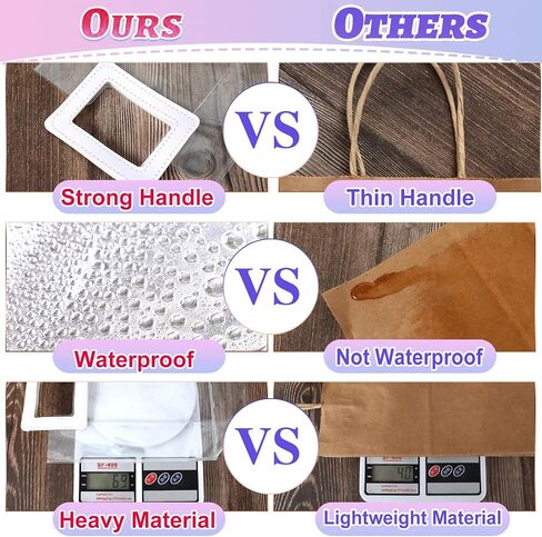 15 Pack Clear Gift Bags with Handles Transparent PVC Gift Bag Heavy Duty Gift Wrap Bags Large Reusable Plastic Bags for Bridal Party Baby Shower Wedding Birthday Shopping Bag (7 x 8 x 4 Inch, White) in Kuwait